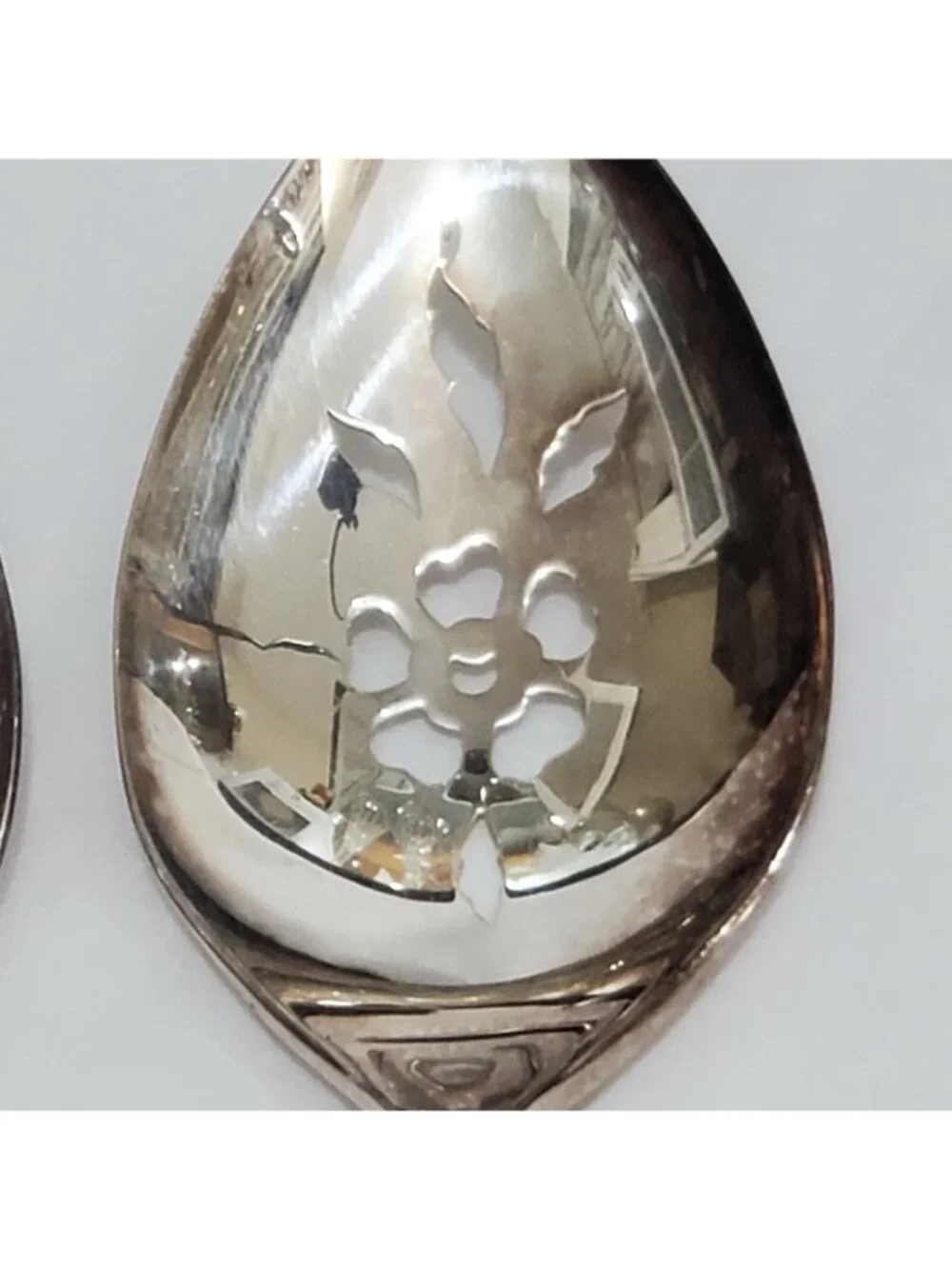 Oneida Morning Rose Serving Spoons Set  silverplate floral 1960s slotted 8.75